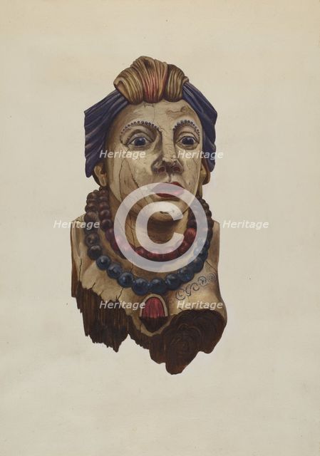 Indian Princess Figurehead, c. 1938. Creator: Mary E Humes.