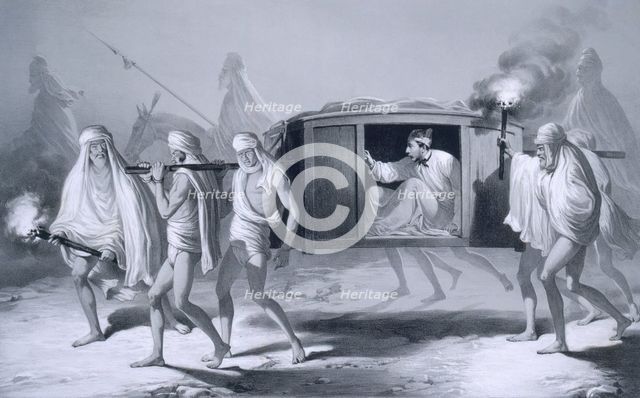 Indian-style post-chaise in the Punjab between Loudiana and Amritsar, 1859. Creator: A. Soltykoff (19th century).