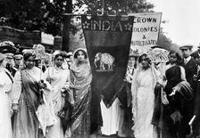 Indian suffragettes on the Women's Coronation Procession, London, 1911. Creator: Unknown