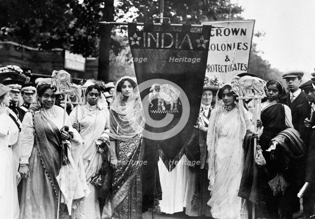 Indian suffragettes on the Women's Coronation Procession, London, 1911. Artist: Unknown