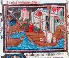 Indian sailing ships described by Marco Polo, 15th century. Creator: Unknown