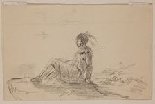 Indian Seated Overlooking a Lake, c1820-1848. Creator: Thomas Cole