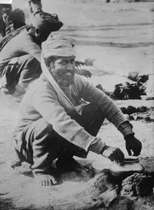 Indian soldier cooking, in France, between c1914 and c1915. Creator: Bain News Service