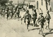 Indian soldiers and British officer, First World War, 1914-1918, (c1920). Creator: Unknown