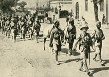 Indian soldiers and British officer, First World War, 1914-1918, (c1920). Creator: Unknown