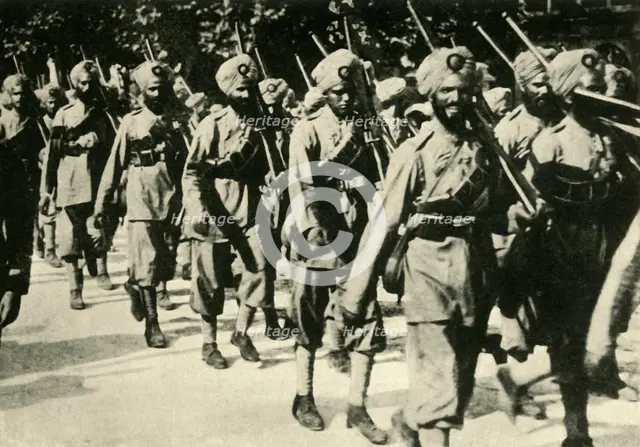 Indian soldiers in France, First World War, 1914, (c1920).  Creator: Unknown.