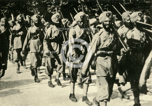 Indian soldiers in France, First World War, 1914, (c1920).  Creator: Unknown.