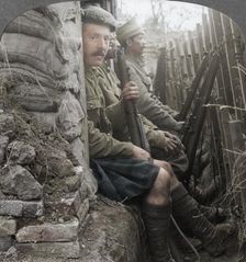 Indian soldiers in the trenches, World War I, 1914-1918. Artist: Realistic Travels Publishers