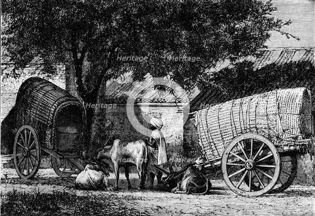 'Indian Travelling Wagons', c1891. Creator: James Grant.