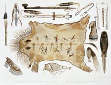 Indian Utensils and Arms 1843. Creators: A Zschokke, J Hurlimann