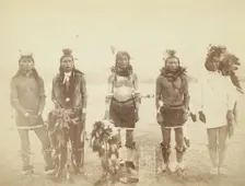 Indian Warriors Mr Bear-that-Runs-and-Growls, Mr Warrior, Mr One-Tooth-Gone, Mr Sole..., 1890. Creator: John C. H. Grabill
