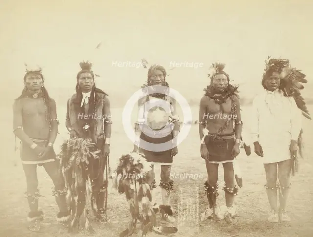 Indian Warriors Mr Bear-that-Runs-and-Growls, Mr Warrior, Mr One-Tooth-Gone, Mr Sole..., 1890. Creator: John C. H. Grabill.