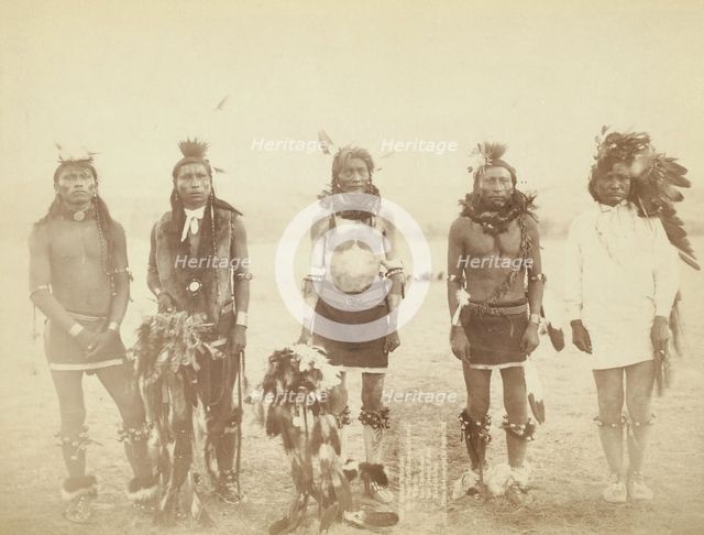 Indian Warriors Mr Bear-that-Runs-and-Growls, Mr Warrior, Mr One-Tooth-Gone, Mr Sole..., 1890. Creator: John C. H. Grabill.