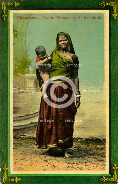 Indian woman with her child, Calcutta, India, late 19th or early 20th century. Artist: Unknown