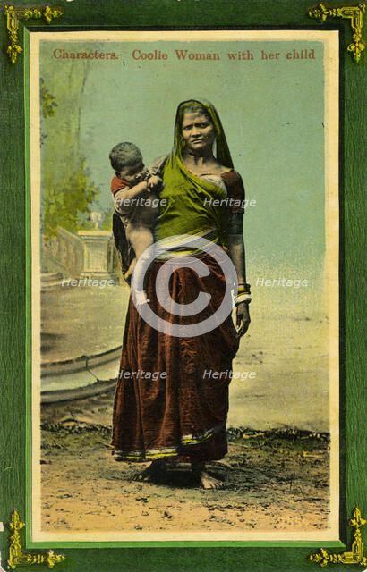 Indian woman with her child, Calcutta, India, late 19th or early 20th century. Artist: Unknown