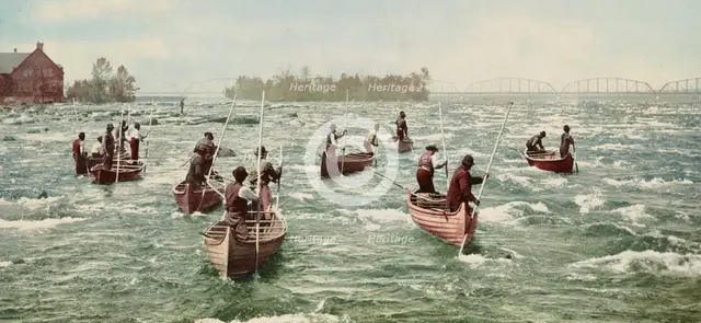 Indians fishing at the "Soo", c1901. Creator: Unknown.