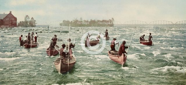 Indians fishing at the "Soo", c1901. Creator: Unknown.