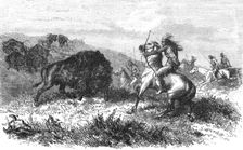 'Indians hunting Bison; Ocean to Ocean, the Pacific railroad 1875. Creator: Frederick Whymper