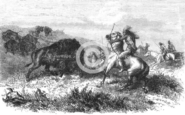 ''Indians hunting Bison; Ocean to Ocean, the Pacific railroad', 1875. Creator: Frederick Whymper.