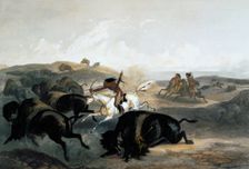 Indians Hunting the Bison 1843. Creator: Carl Vogel
