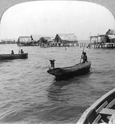 Indians in log canoes, Lake Maracaibo, Venezuela, c1900s