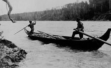 Indians poling up the Skeena River, between c1900 and c1930. Creator: Unknown