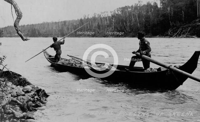 Indians poling up the Skeena River, between c1900 and c1930. Creator: Unknown.