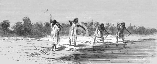 ''Indians Shooting Fish; The Fresh-water Turtle of the Amazons', 1875. Creator: Unknown.
