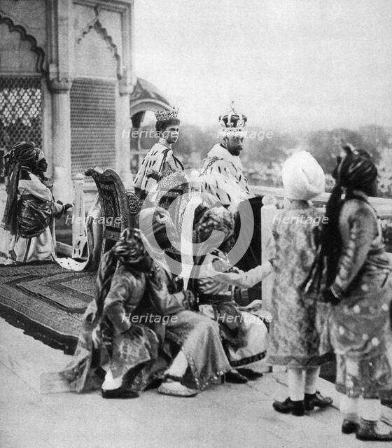 India's princely pages, George V and Queen May in Delhi, 1911, (1935). Artist: Unknown