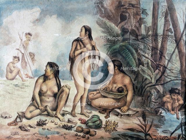 Indigenous population of Cantagalo, 18-19th cent. Creator: Debret, Jean-Baptiste. (1768 - 1848).