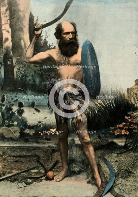 'Indigene Australien Arme Du Boumerang', (Aborigine armed with a Boomerang), 1900. Creator: Unknown.