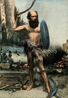 Indigene Australien Arme Du Boumerang (Aborigine armed with a Boomerang), 1900. Creator: Unknown