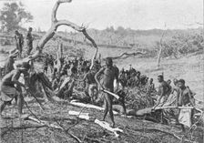 Indigenes de la Rhodesia defrichant une foret pour l'etablissement d'une plantation de..., 1914. Creator: Unknown