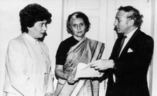 Indira Gandhi (1917-1984), Prime Minister of India, 1966-77 and 1980-84. Creator: Unknown
