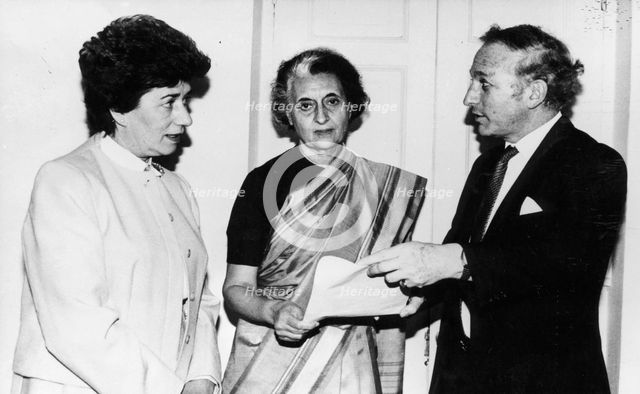 Indira Gandhi (1917-1984), Prime Minister of India, 1966-77 and 1980-84.  Creator: Unknown.