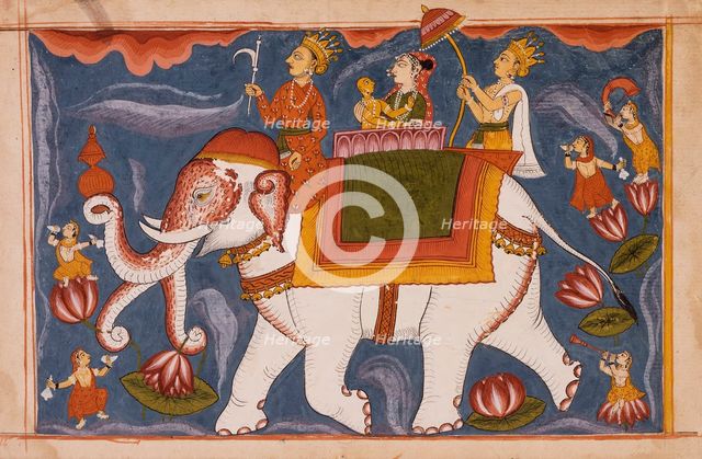 Indra Conveying Jina Rishabhanatha (Adinatha) on Airavata..., between c1800 and c1825. Creator: Unknown.