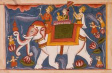 Indra Conveying Jina Rishabhanatha (Adinatha) on Airavata..., between c1800 and c1825. Creator: Unknown
