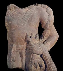 Indra holding Vajra (Sankosho), 3rd cen. AD. Creator: Central Asian Art