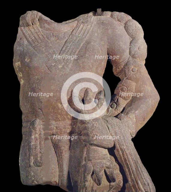 Indra holding Vajra (Sankosho), 3rd cen. AD. Creator: Central Asian Art.