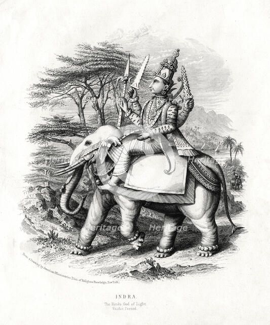 Indra, the Hindu god of light, 19th century. Artist: Unknown