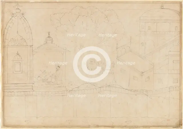 Indrajit Makes Offerings: Folio from the Siege of Lanka series, ca. 1725. Creator: Manaku.
