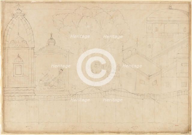 Indrajit Makes Offerings: Folio from the Siege of Lanka series, ca. 1725. Creator: Manaku.