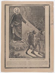 Indulgence with an image of St Peter watching over two pilgrims, ca. 1900-1910., ca. 1900-1910. Creator: José Guadalupe Posada