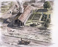 Industrial building, Ribchester Roman Fort, Lancashire, 2nd century, (1996). Artist: Peter Dunn