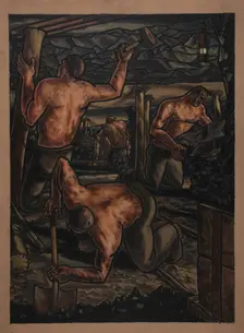 Industrial Coal mine scene, between 1939 and 1946. Creators: Central Office of Information, George Bissill