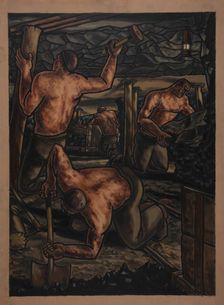 Industrial Coal mine scene, between 1939 and 1946. Creators: Central Office of Information, George Bissill