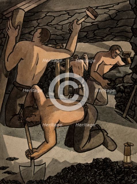 Industrial Coal mine scene, between 1939 and 1946. Creators: Central Office of Information, George Bissill.