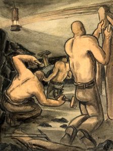 Industrial Coal mine scene, between 1939 and 1946. Creators: Central Office of Information, George Bissill