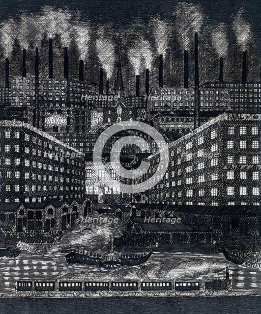 Industrial landscape drawn by Chartist leader Ernest Jones, c1848-c1850. Creator: Ernest Jones.