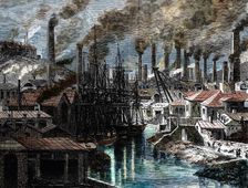 Industrial Revolution: Vivian's copperworks, Hafod, Swansea, Wales, 1870. Creator: Durand-Brager, Jean-Baptiste (1814-1879)